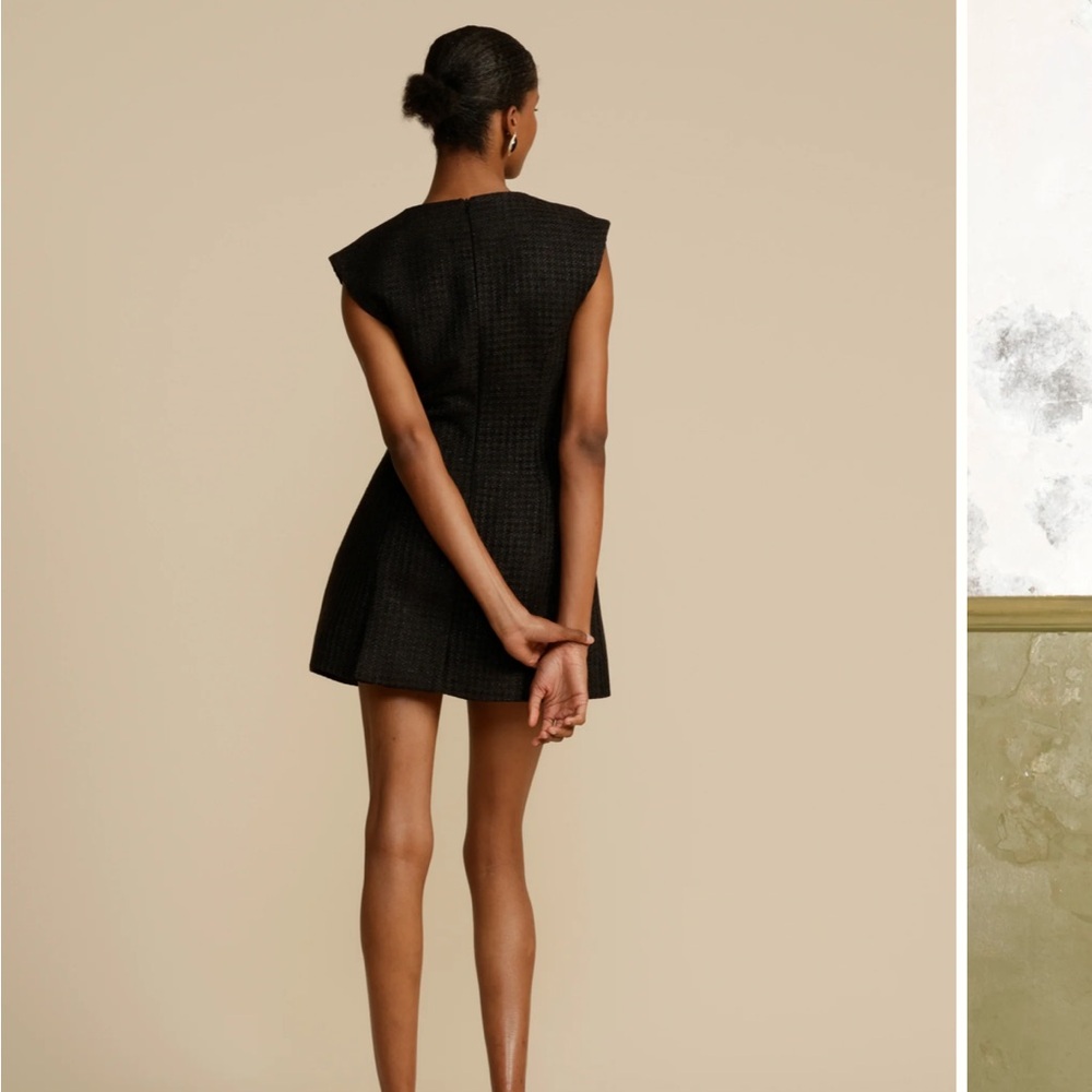 Black Mini Dress with Deep V Neck - Picture 4 of 10
